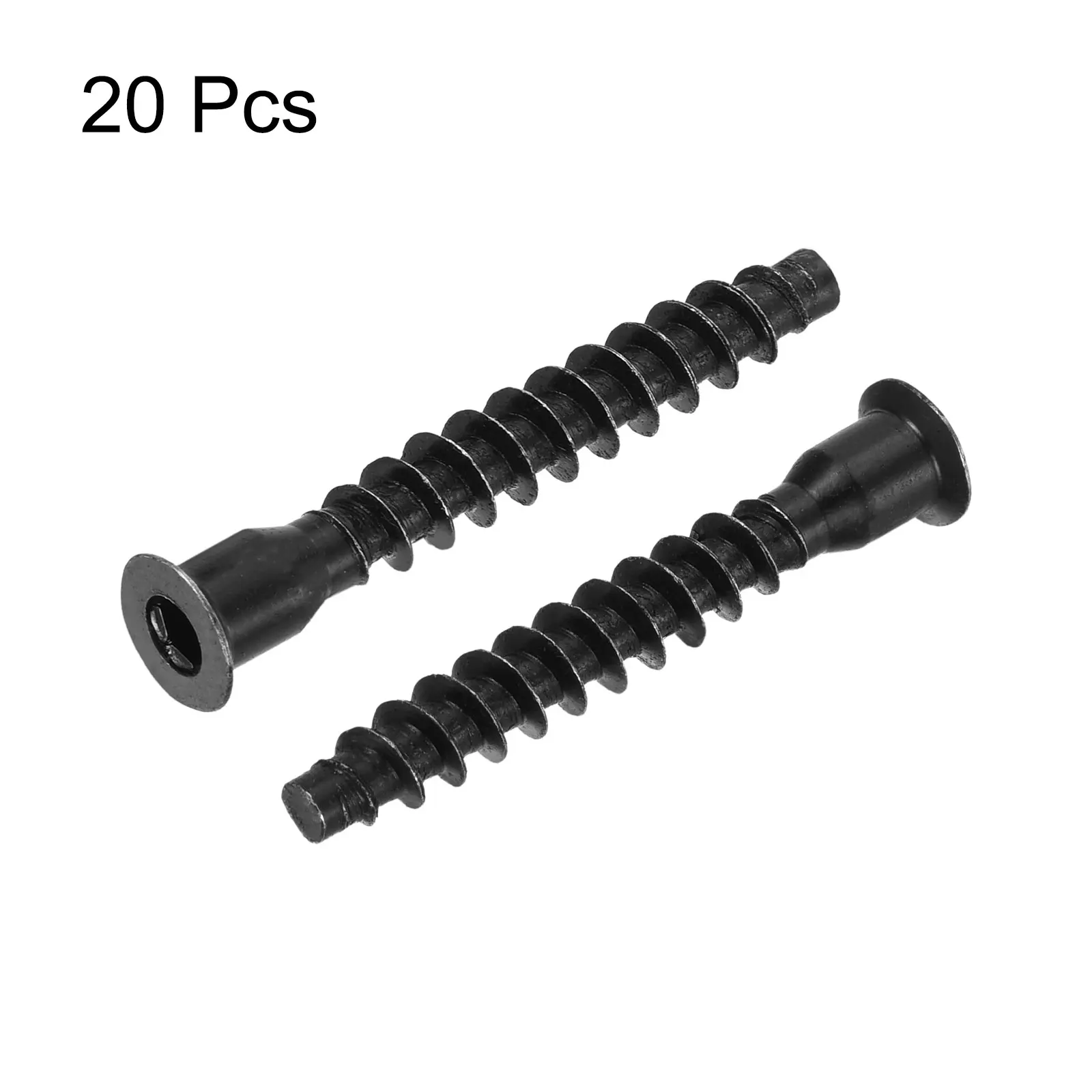 20Pcs M5 M6.3 M7 Hex Socket Countersunk Head Self Tapping Connecting Screws Carbon Steel Furniture Confirmat Screw Black