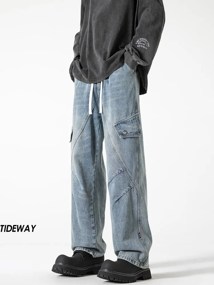 

Мужские джинсы с прямыми широкими штанинами, свободного кроя, в американском стиле, для весны и осени, молодежные, модные, с антимикробной пропиткой