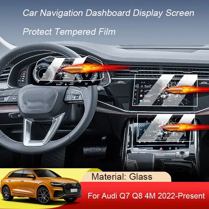 

Car GPS Navigation Screen Protect For Audi Q7 Q8 4M 2022-Present Tempered Film Auto Dashboard Display Sticker Accessories