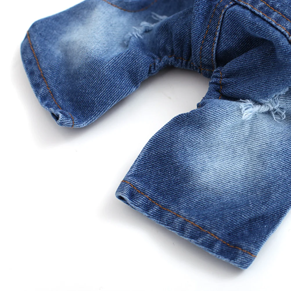 

Elegant Striped Jumpsuit Dog Clothes Denim Material Comfortable Fit for Sleeping Photos Daily Use Suspenders Pet Outfit