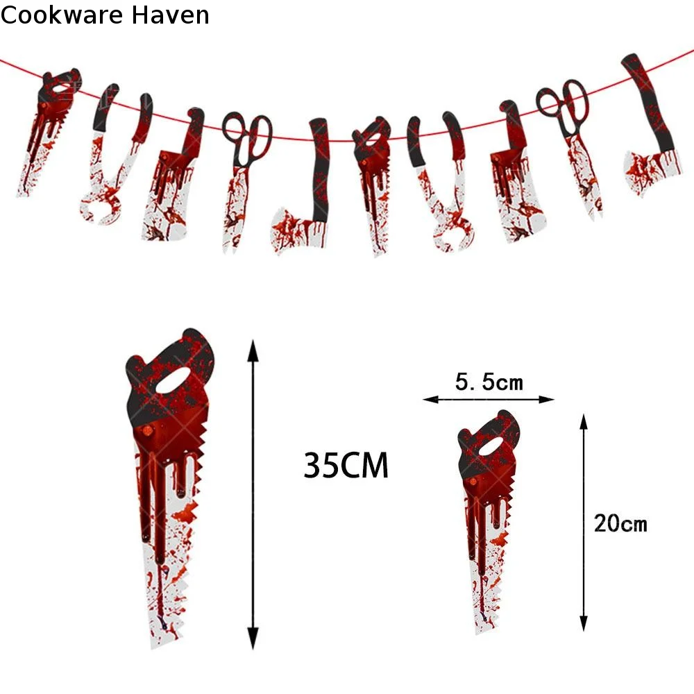 Photo Props Hand Foot Halloween Blood Paper Banner Horror Paper Halloween Flag Skeleton Halloween Flag Pulling Party