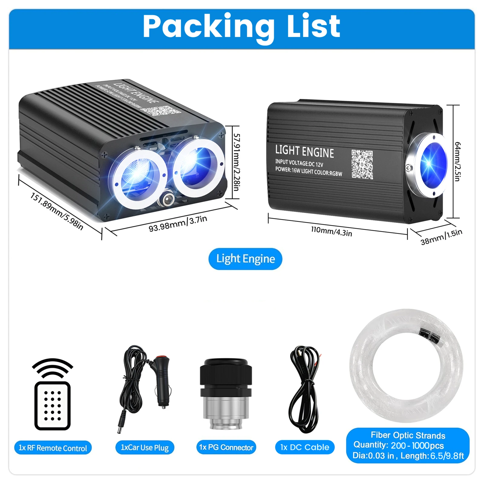 16W/32W Starlight Headliner Kit for Car, 200-1000pcs Fiber Optic Lights, APP&Remote Control, RGBW Car Lights for Ceiling, Home image 6