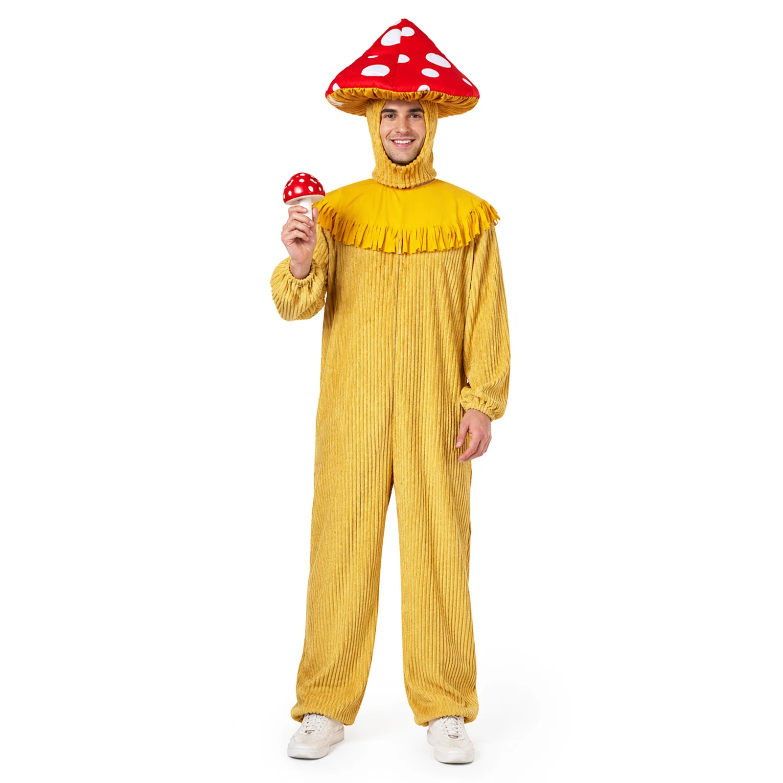 Funny Creative Adult Mushroom Hat and Cape Halloween Party Cosplay Costume