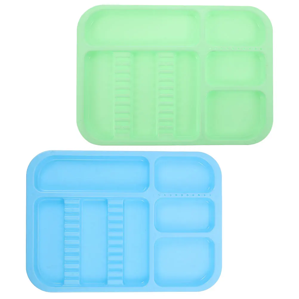 

2pcs Colored Mini Tray Tools Oral Plates Pp Dental Instrument Supplies Plastic Dental Trays Storage Plate Lab Bottle