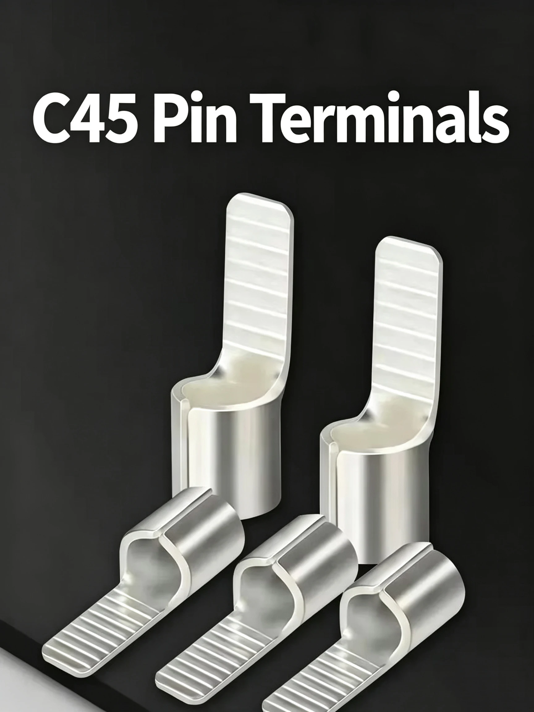 260/140PCS C45 Leistungsschalter Flache Pin Terminal Kupfer Silber Überzogene Kalt Gepresste Kupfer Nase DZ47 Ende draht Lug Typ – Detail 1