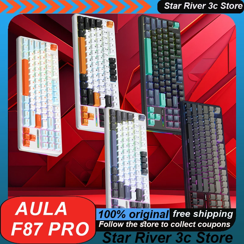 

Aula F87 Pro Mechanical Keyboard Wireless 3mode Long Endurance 87 Key Hot Swappable Rgb Laptop Gaming Keyboard Pc Accessories