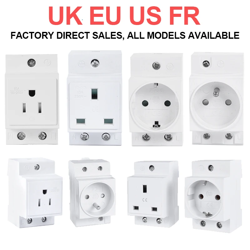 Eu Ac30 Stopcontacten Duitsland Eu Europa Modulaire Din Rail Socket 10a 16a 250V Industriële Distributie Box Adapter Connector Ce