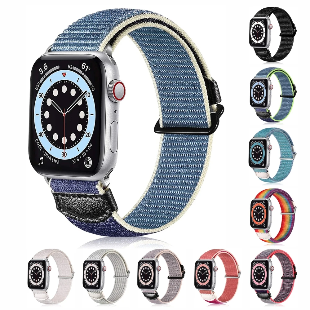 Ouwegaga for Apple Watch Band designer luxury,Soft Sport Breathable Nylon Fabric Wristbands for iWatch Series 7/SE/6/5/4/3/2/1