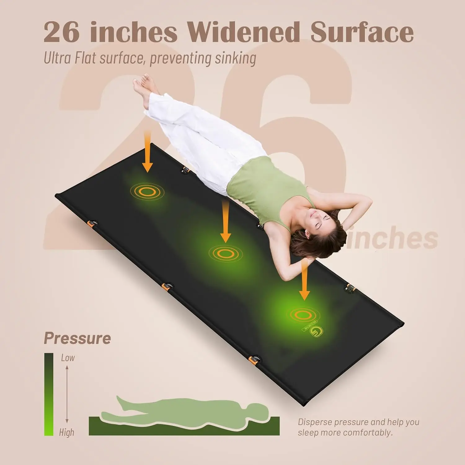 G2 Foldable Camping Cot, Durable Travel Tent Cot, Ultralight for Backpacking, Summer Hiking, Mountaineering, Max Loading