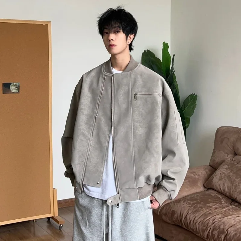 

American Retro Tie Dye PU Leather Jacket Couples Unisex Loose Streetwear Blazer​