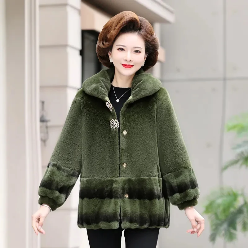 2022 Autumn and Winter New mother Autumn-winter Imitation Mink Cashmere Coat Middle-aged Women Noble New Middle-aged Cardigan