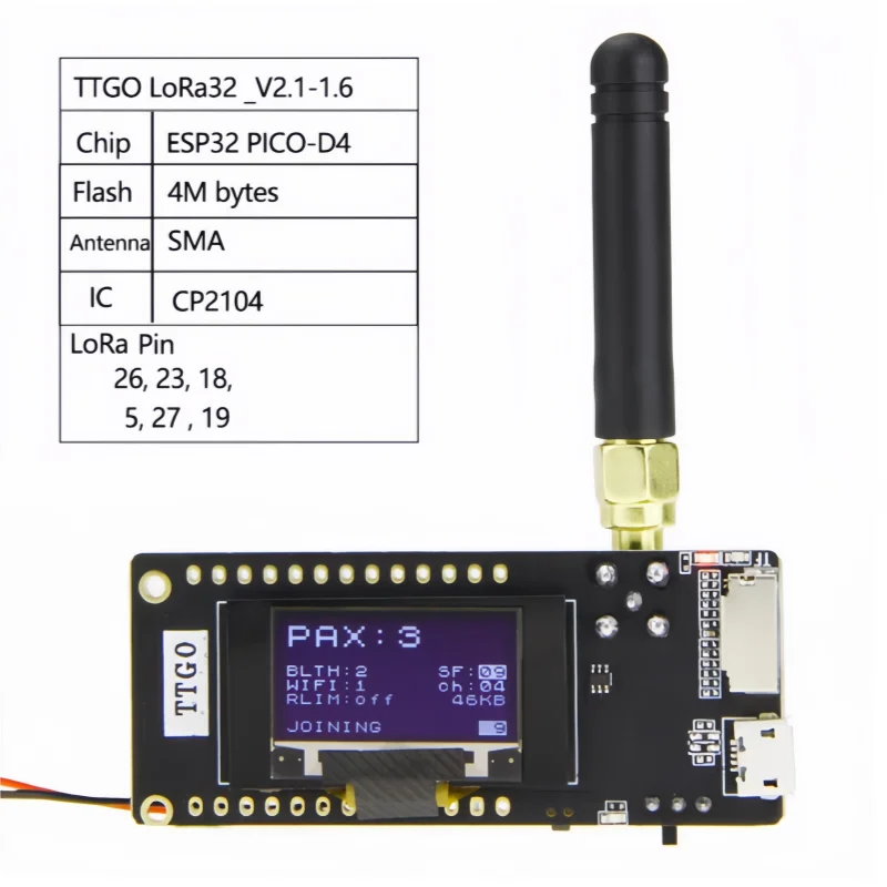 LILYGO® TTGO LoRa32 V2.1_1.6 Version 433/868/915Mhz ESP32 LoRa OLED 0.96 Inch SD Card Bluetooth WIFI Wireless Module ESP-32 SMA