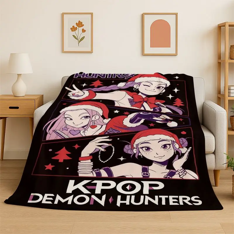 KPop Demon Hunters Saja Boys Cartoon Soft Flannel Throw Blanket,Warm Cozy Blanket for Bed,Couch,Sofa,Bedroom,Living Room,Travel