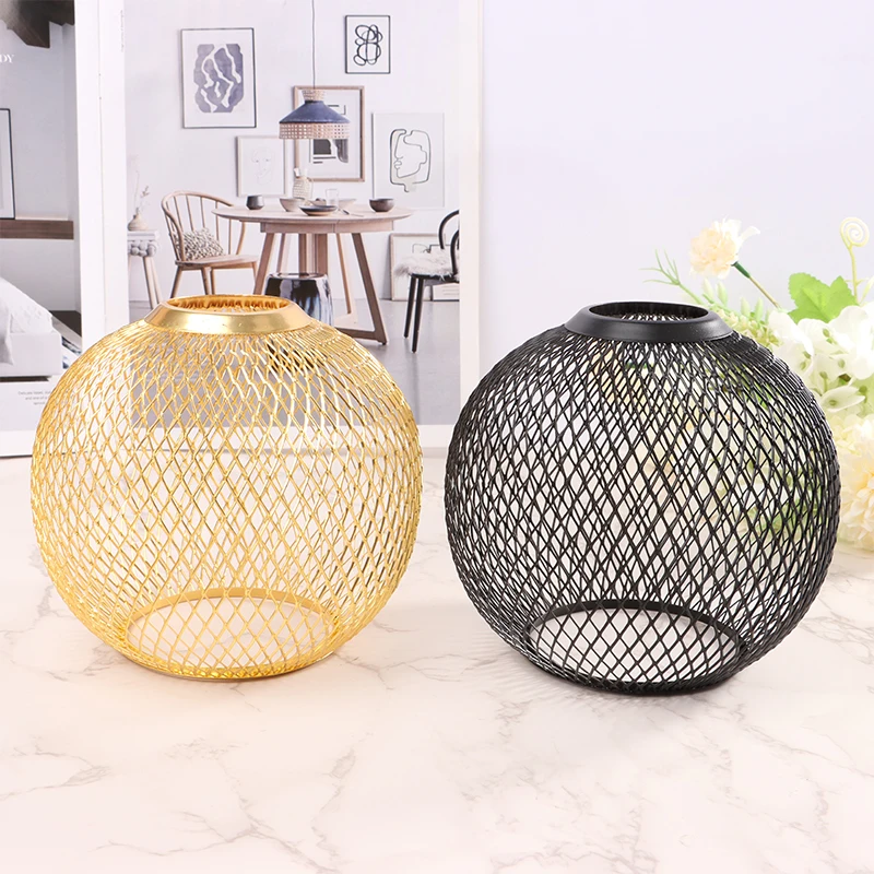 Alloy Wire Lampshade Hollow Out Metal Pendant Lamp Shade Cover Chandelier For Living Room Shade Creative Lampshade Decoration