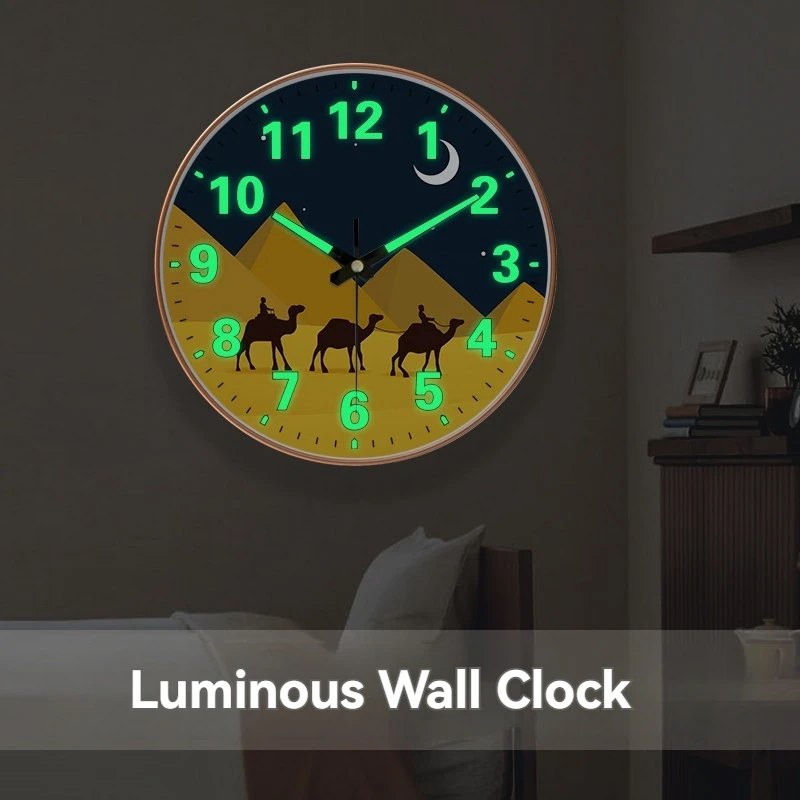 Vintage Luminous Wall Clock Desert Camel Design Glow In The Dark Numbers Bohemian Style Corridor Bedroom Office Clock Gift