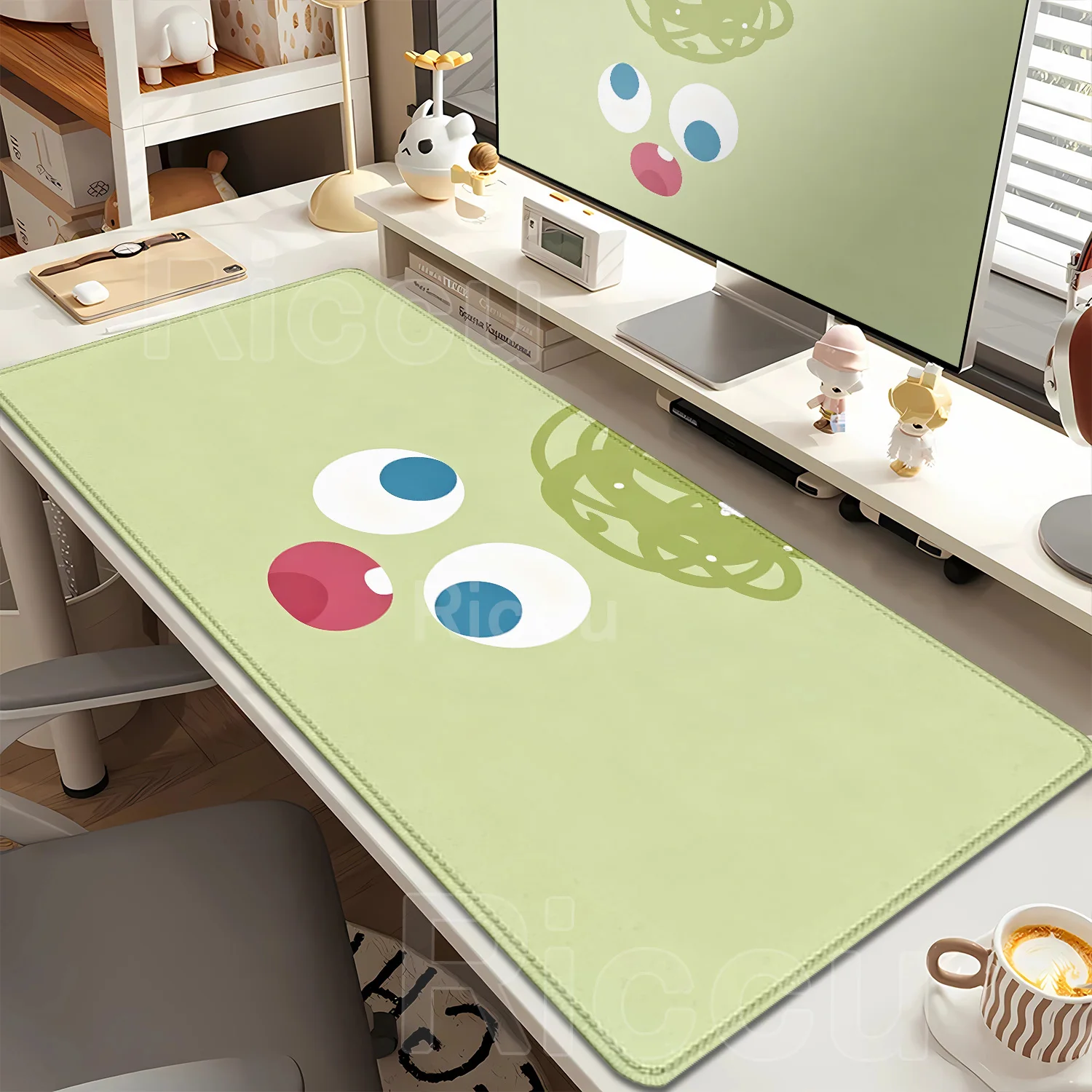 Desk Cute Eye Expression Kawaii Pad Rubber Mousepad For PC Gamer Desktop Decoration Office Mouse Mat Deskmat Rug Stitched Edge