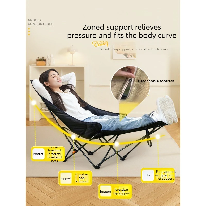 Klappbares Bett Büro-Nickerchenstuhl 2-in-1 Tragbares Campingbett Neues Faulbett-Sofa für Erwachsene