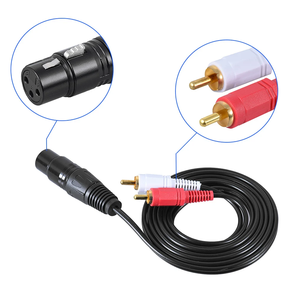 1.5m/ 5ft Stereo  Splitter Patch Y Cable Cord 1 XLR Female to 2  Male Plug  male plug