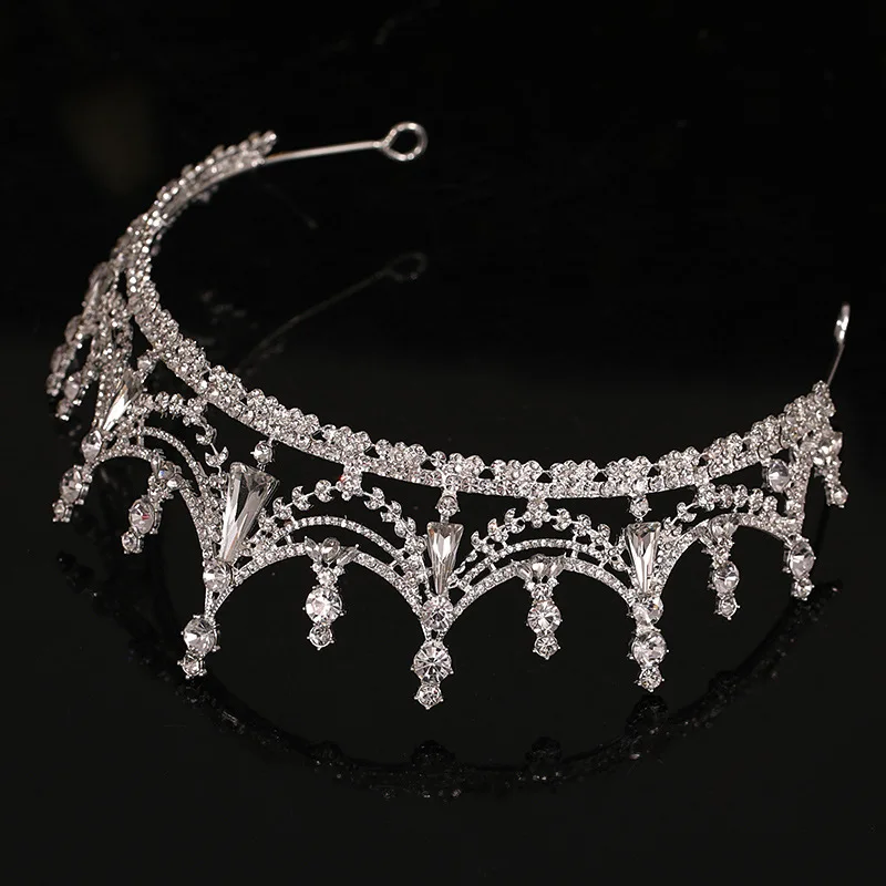 Crown Elegant Bridal Accessories for Women Semicircle Rhinestone Tiara Wedding Party Headband Jewelry Gift Accessories view 3