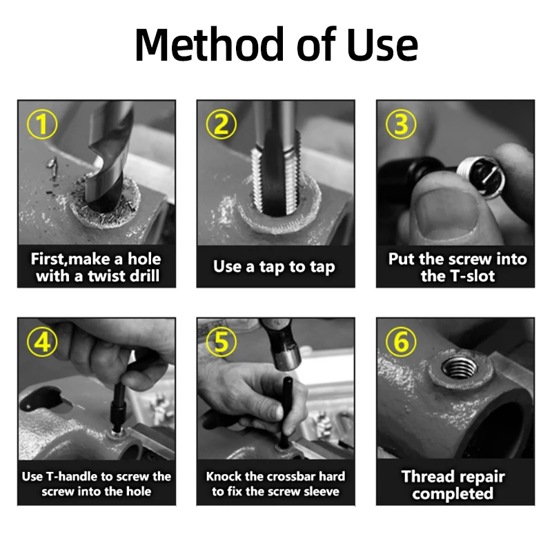 Thread Repair Insert Kit M5/M6/M8/M10/M12 Car Coil Repair Tools Screwdriver Screw Bolt Driver Engine Block Restoring Thread Set
