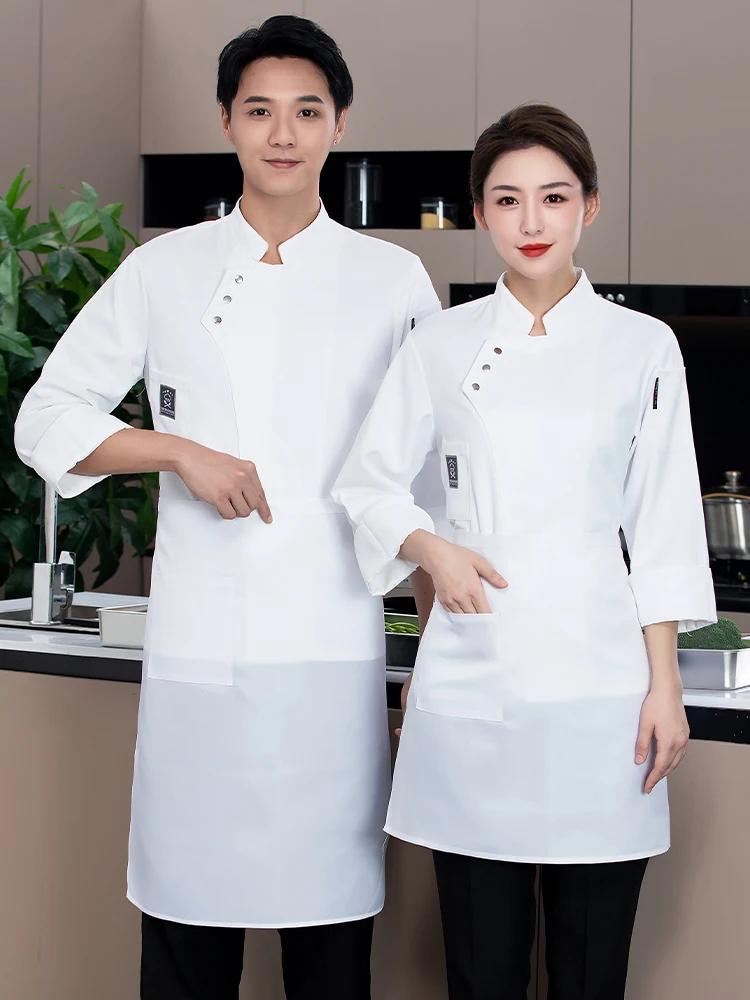 Ropa de cocina para comida, chaqueta de cocinero para restaurante, monos de camarero de panadería, uniforme de Chef de Catering, abrigo de Chef de manga larga para talla grande