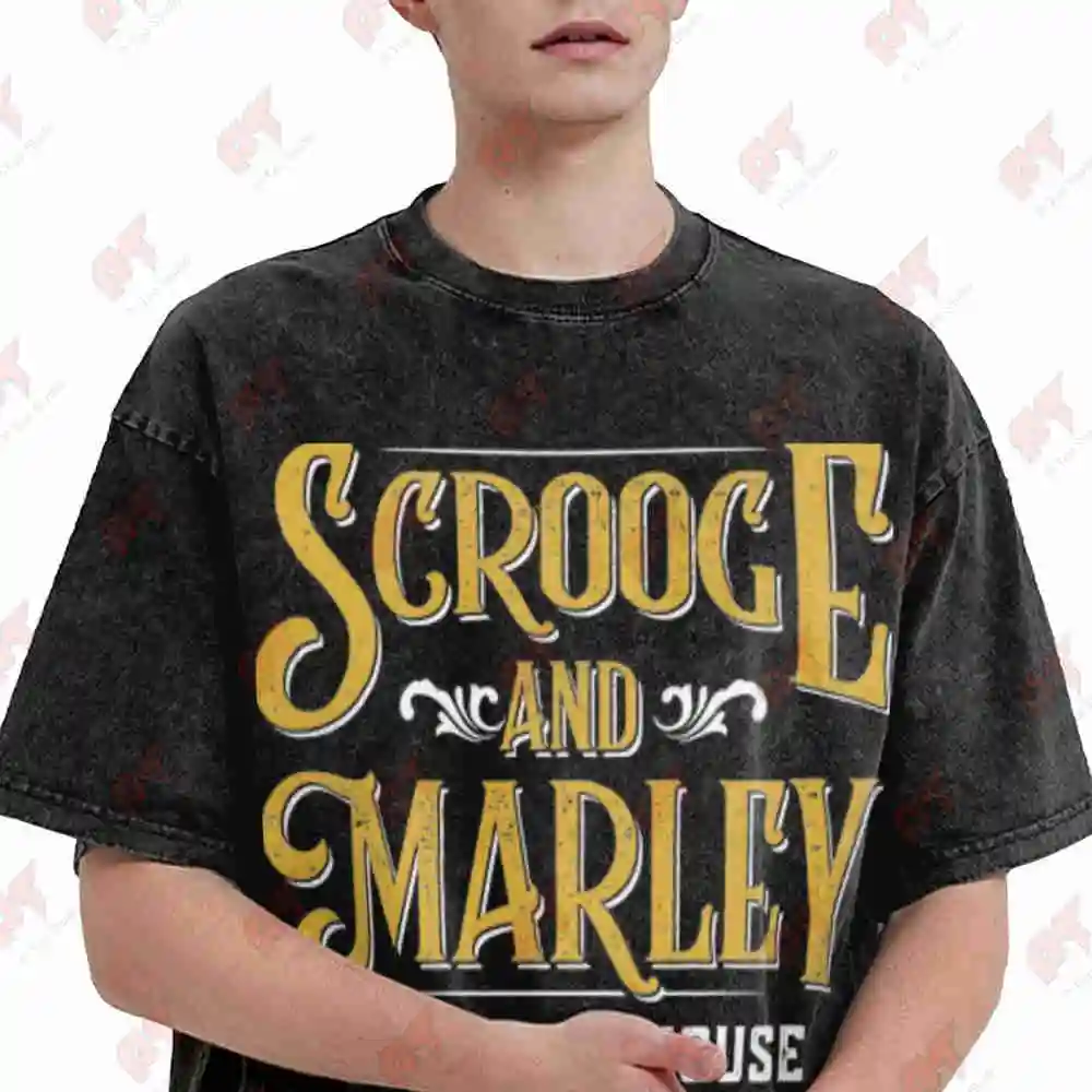 Scrooge Marley Counting House Christmas Vintage Washed Tee Pure Cotton T-Shirt
