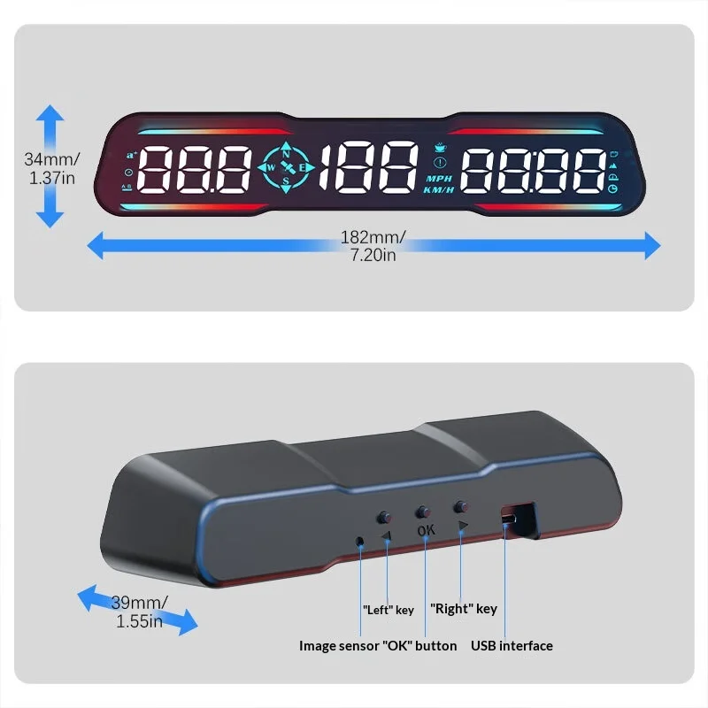 Universal Smart HUD Head up Display HD Vehicle Speedometer with Overspeed Alarm Time Calendar Car Projector for Cars