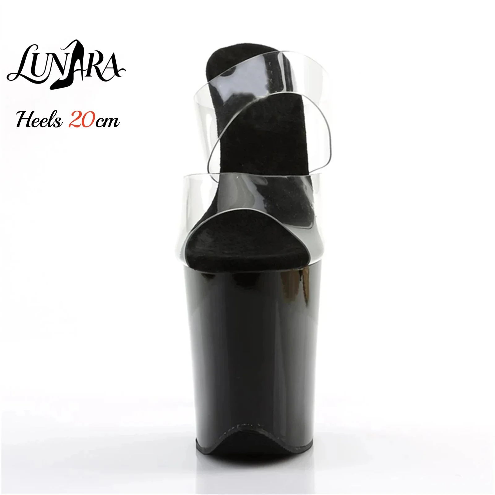 20cm Clear PVC Strappy Ultra High Platform High Heel Slide Sandals Open Toe Sexy Nightclub Runway Party Stage Performance Shoes view 2
