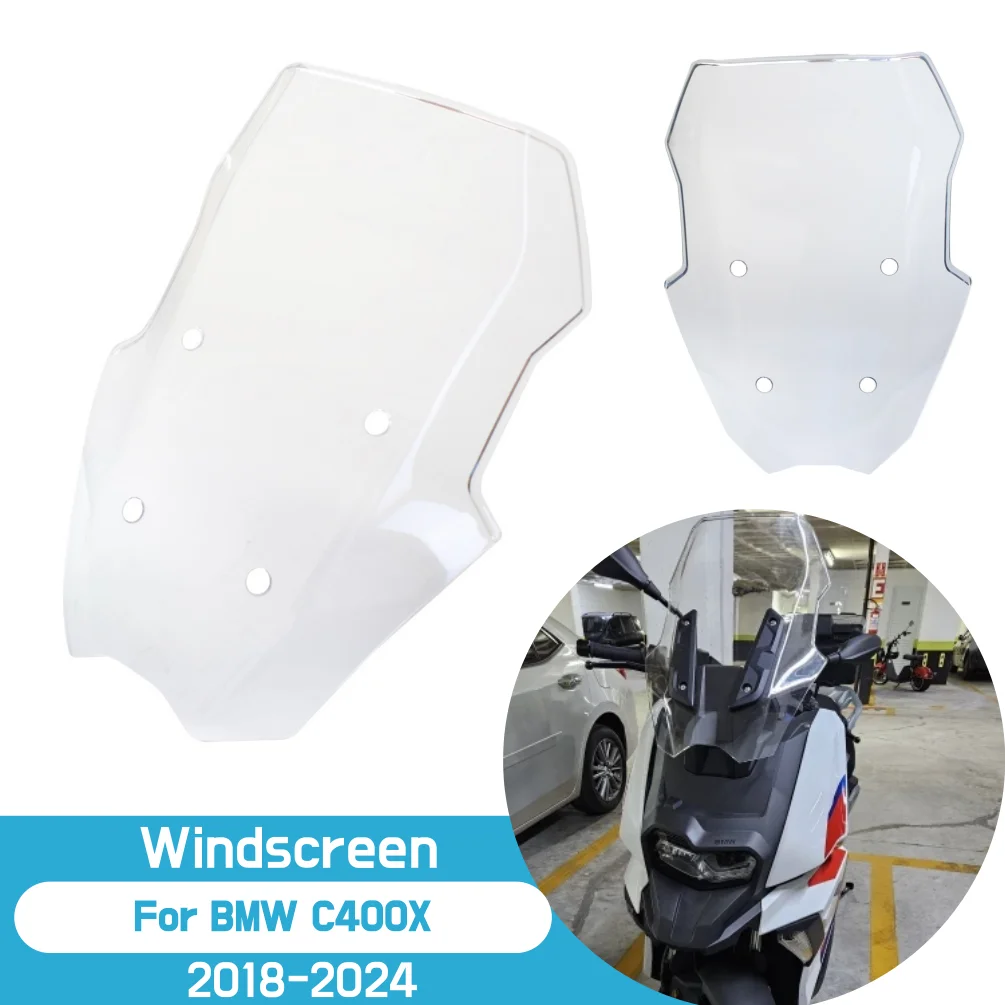 For BMW C 400X 2018-2024 2023 C400 X C400X Windshield Windscreen Motorcycle Front Wind Air Deflector Shield Screen Accessories