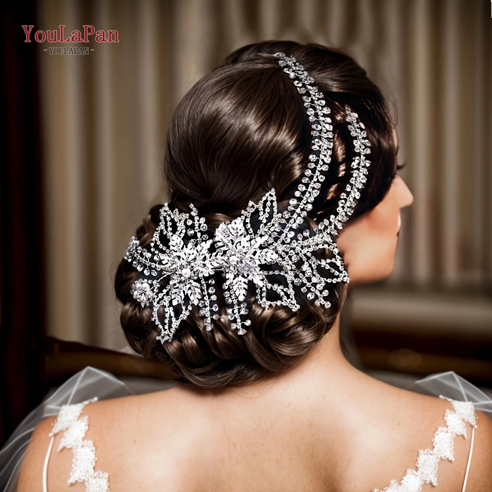 YouLaPan Alloy Flower Bridal Hair Accessories Wedding Hair Clips Rhinestone Side Hairpin Women Crystal Wedding Headdress HP254