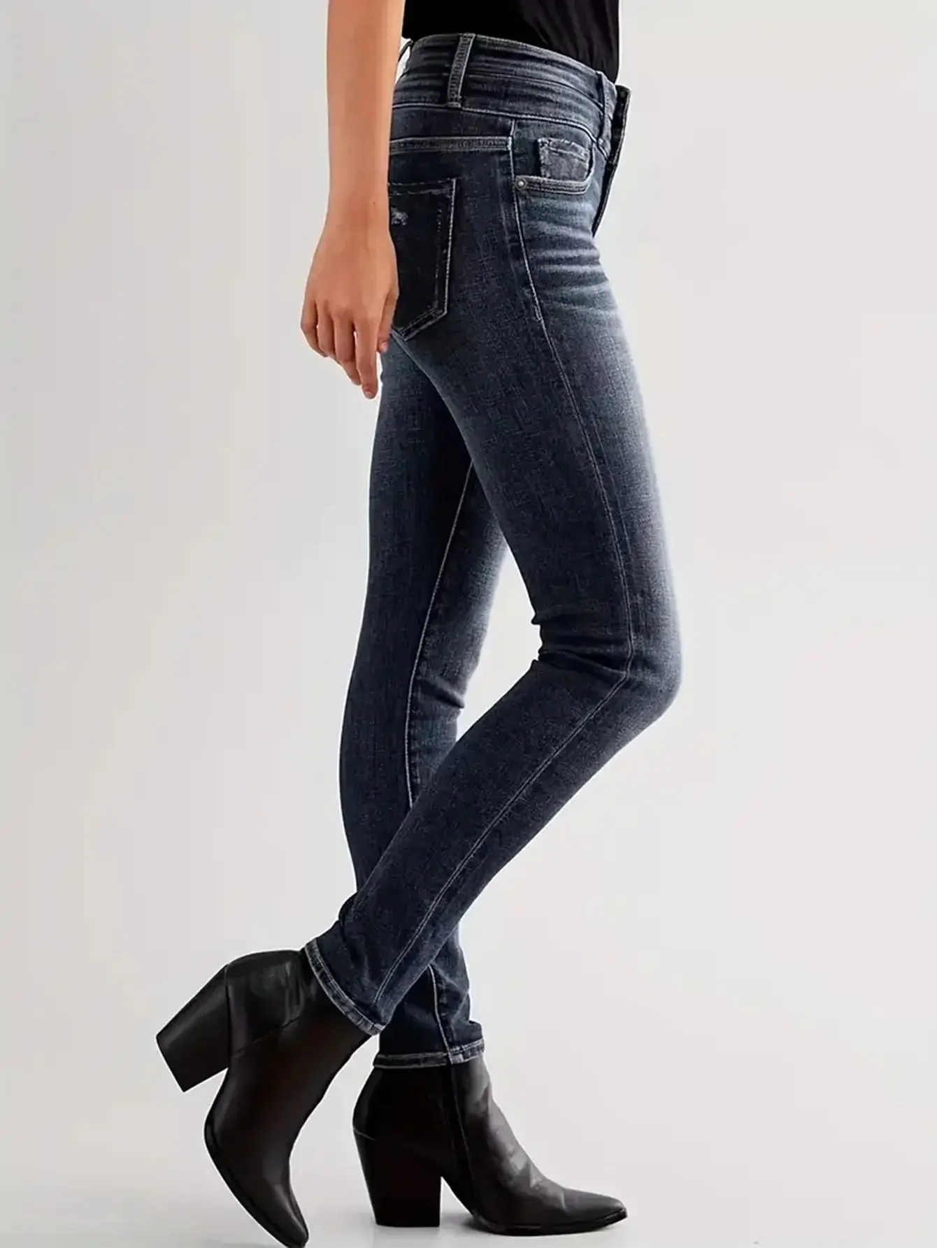 Y2k Jeans For Woman Stretchy Skinny Fit Denim Pants Classic Black Color Soft Material Vintage Inspired Design Comfortable