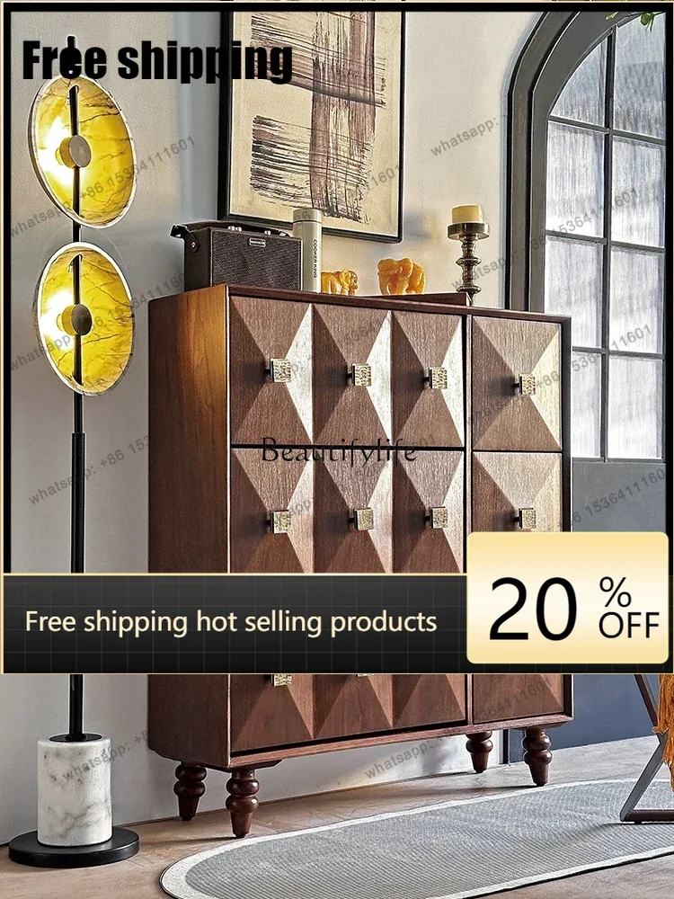 Customizable Medieval Style Tipping Bucket Shoe Cabinet Large Capacity Multi-functional Storage Retro Locker
