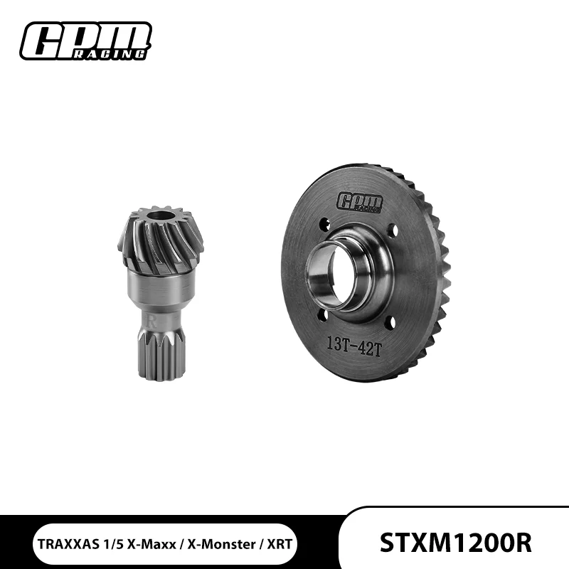 GPM Chrome Steel Front+ Rear Differential Ring Gear 42T & Pinion Gear 13T For TRAXXAS 1/5 X-Maxx 6S 8S / XRT / X-Monster