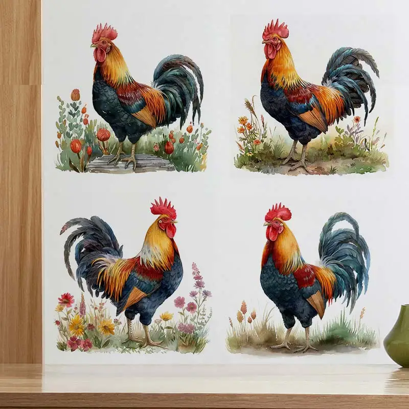 

Color Watercolor Rooster Animal Farm Wall Sticker Living Room Decor Cabinet Refrigerator Home Decor Vinyl Decal Stickers S440