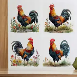 Color Watercolor Rooster Animal Farm Wall Sticker Living Room Decor Cabinet Refrigerator Home Decor Vinyl Decal Stickers S440
