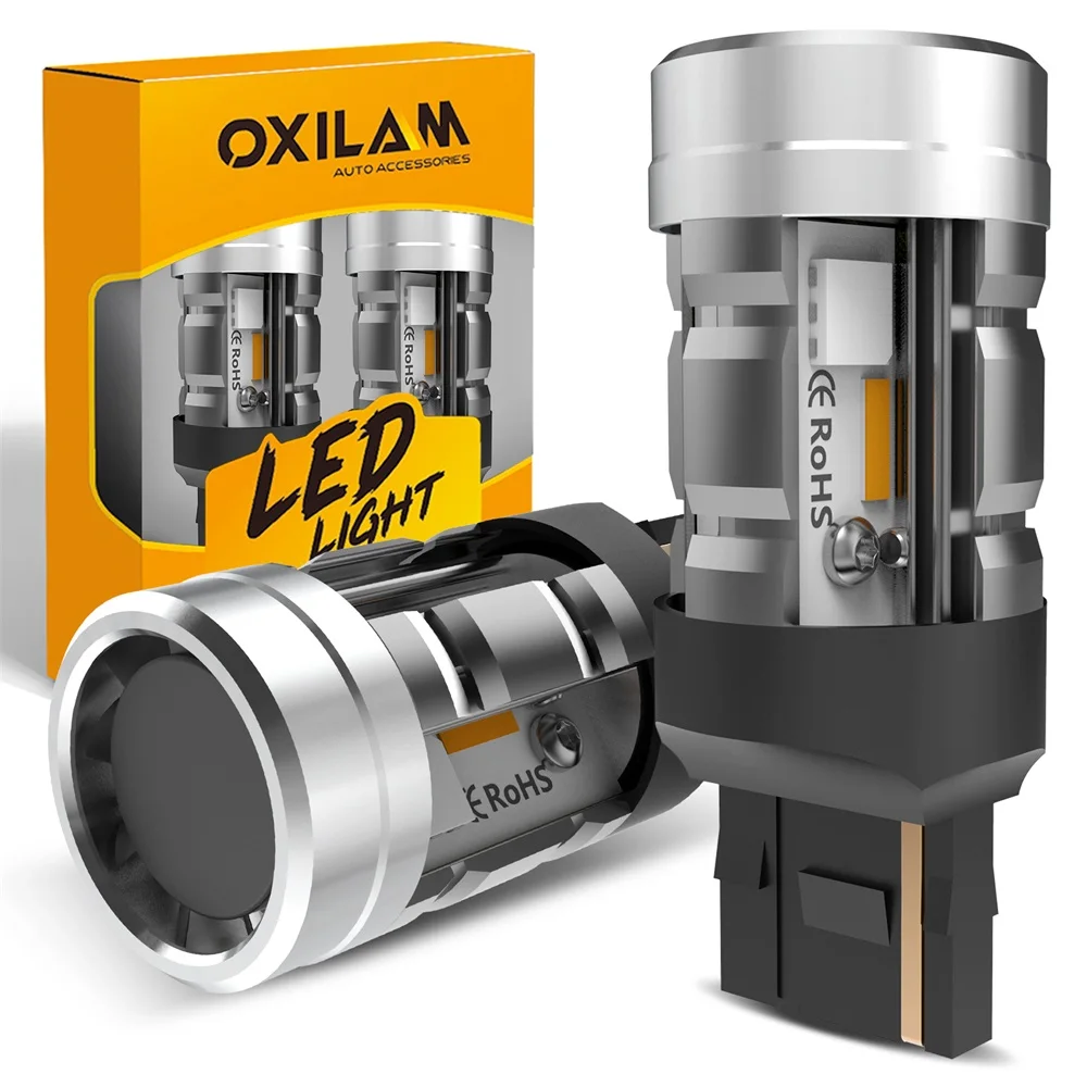 

OXILAM No Hyper Flash 7440 светодиодный сигнал поворота W21W WY21W T20 7440 лампочка фонарь Янтарный Canbus без ошибок для Nissan Rogue 2015 Toyota Ford