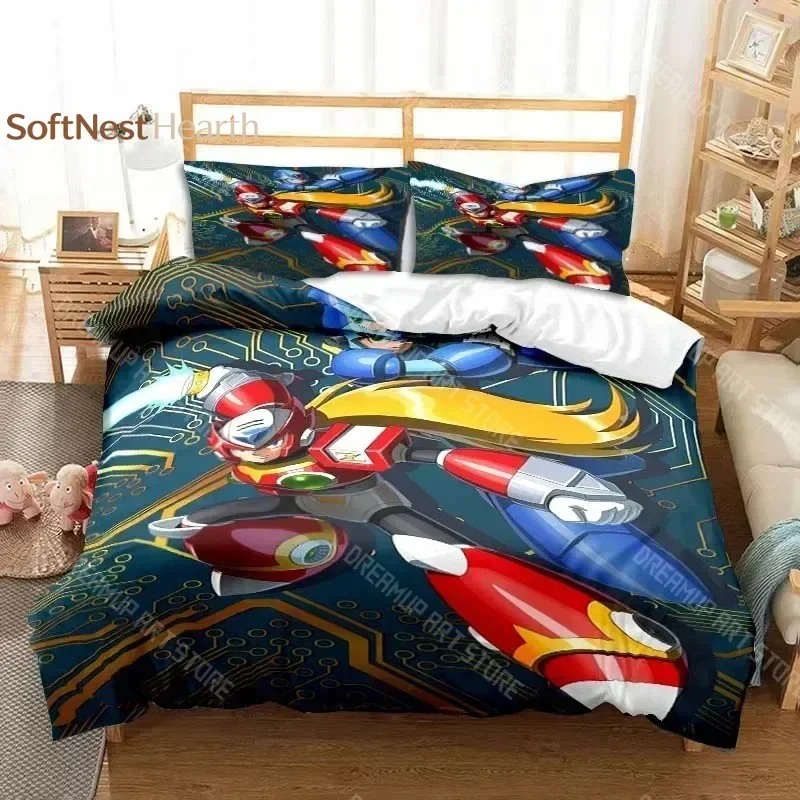 2026 3D Print Rockman Megaman Game Cartoon Bedding Set Luxury Duvet Cover Bedroom Single Double King Size Duvet Cover And Pillow