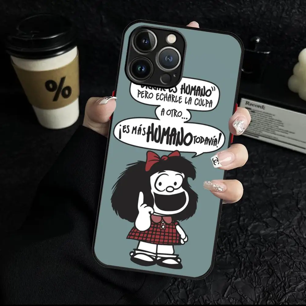 Humor-M-mafalda Phone Case For iPhone 16 Pro Max 15 14 13 12 X XR XS XSMAX 8 7 Plus Skin Feel Scrub case