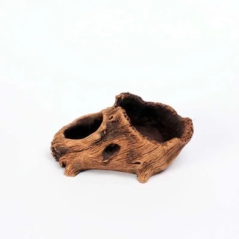 Creative Retro Cement Imitation Stump Carving Wood Succulent Flower Pot Breathable and Durable  and Home Garden Potted Supplies