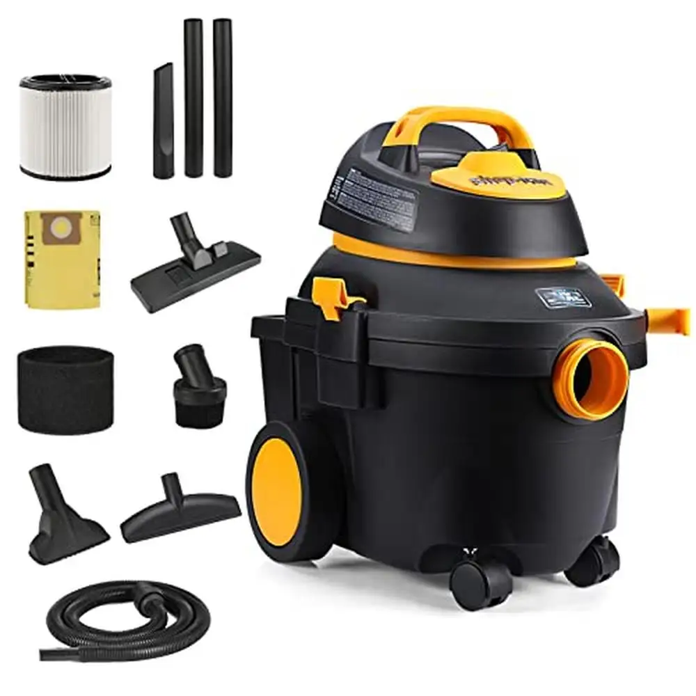 

5.5 Peak HP 4 Gallon Wet/Dry Utility Vacuum SVX2 Motor Technology 3-in-1 Function Portable with Cart Attachments & Accessories