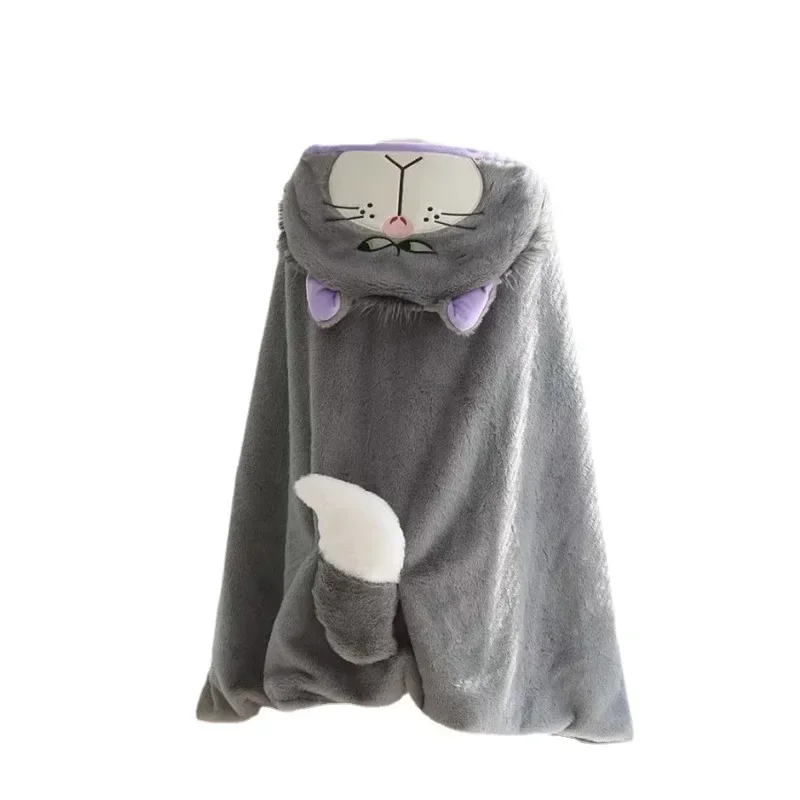 Hot Cartoon Cute Lucifer Hooded Cloak Blanket Student Shawl Padded Warm Nap Cloak