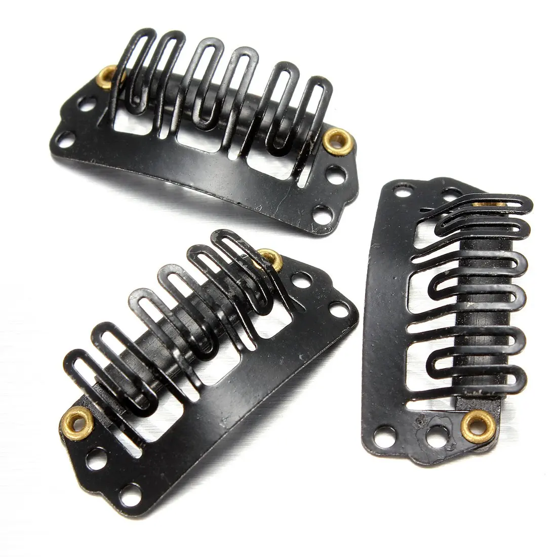 Gfc-40pcs U-shaped clamp For Hair Extensions Wig Clips DIY Comb Black Frame