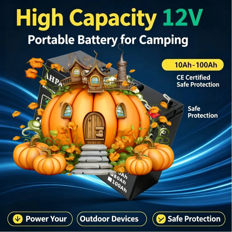 Outdoor Camping Portable Power Supply 12V 10‑100Ah Lithium Battery Pack For LED Light Spray Device Surveillance Camera