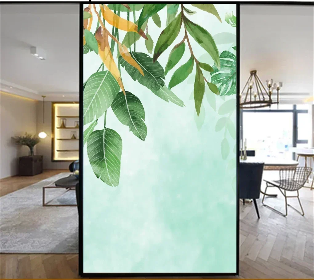 

No Glue Privacy Windows Film Decorative Plant Flower Stained Glass Window Stickers Frosted Window Cling Tint 87