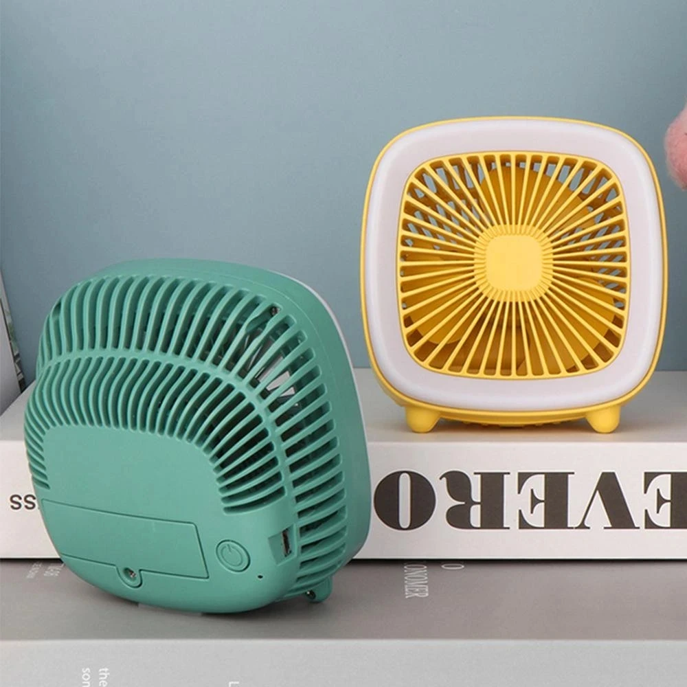 

Summer 3 Speeds USB Rechargeable Retro Style Cool Mini Fan TV Type Fan with LED Light Desktop Table Fan