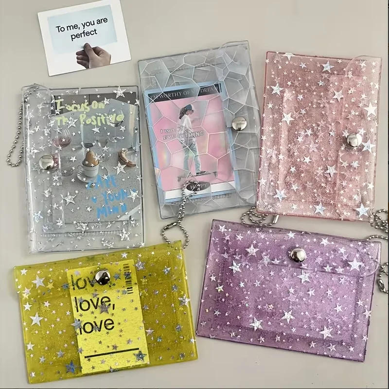 Starlight Glitzer-Kartenhalter, PVC, Laserfarbe, tragbarer Organizer für Kreditkarten, Münzen, Lippenstift, Mini-Reisetasche