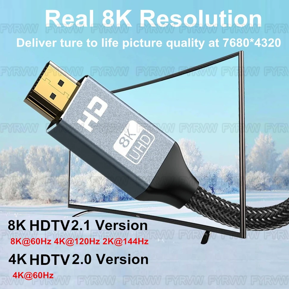 8K HDMI-kompatibles Kabel HDTV2.1 Kabel 8K 4K@120Hz HDR für Sony PS5 Projektor TV Box Splitter Switch HDMI-kompatibles HD2.1 Kabel – Detail 1