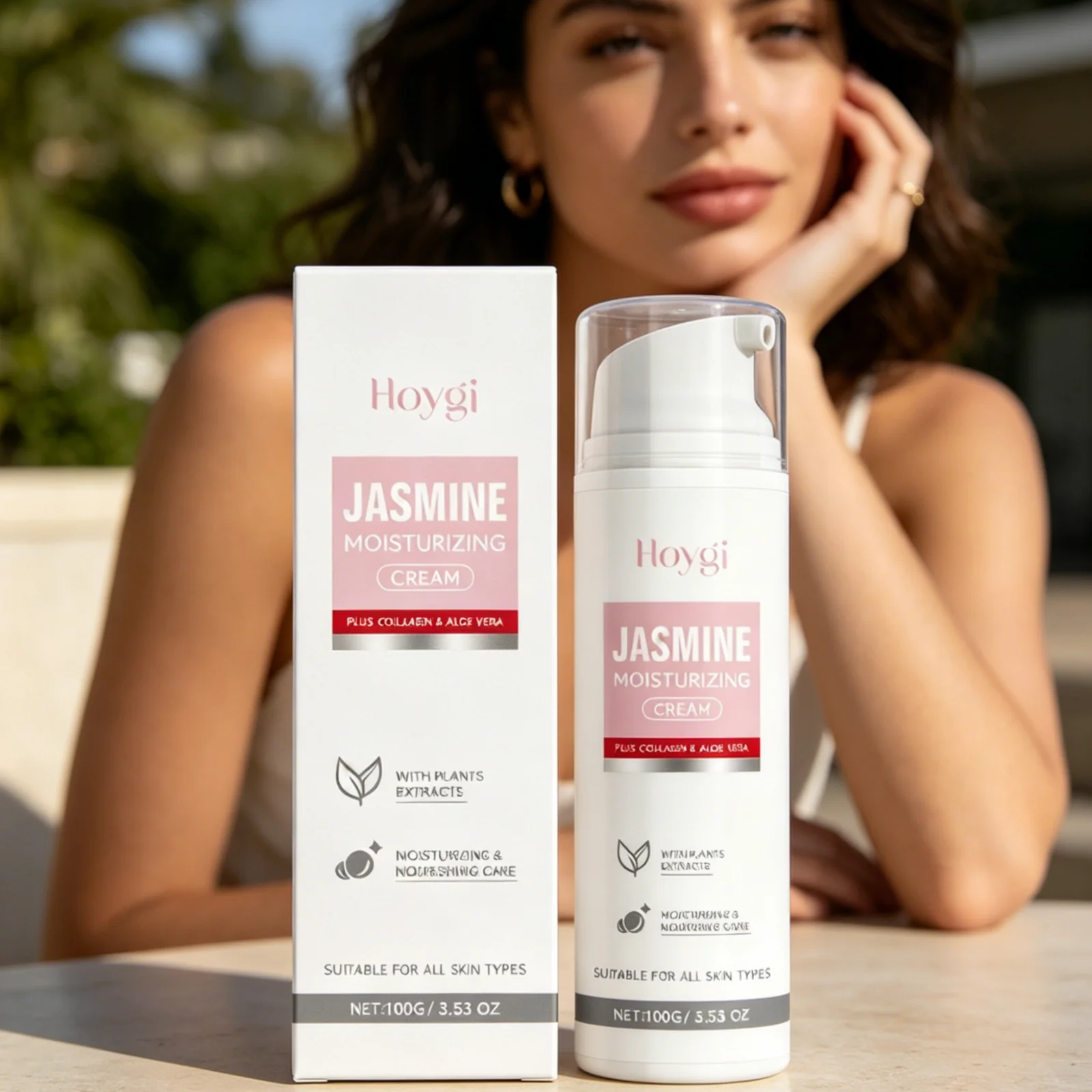 

Hoygi Jasmine Moisturizing Cream Deep Hydration Skin Firming Reduce Fine Lines Gentle Formula Facial Moisturizing Lotion 100g