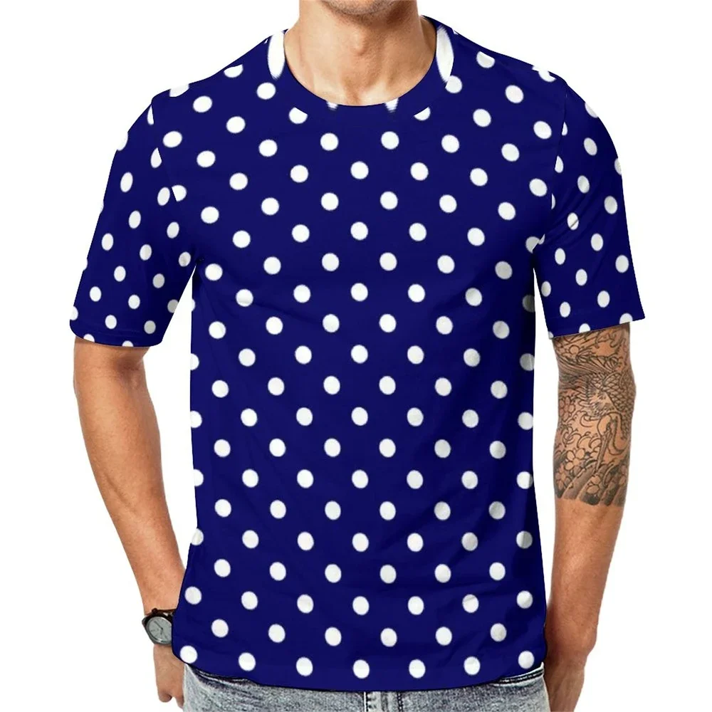 Atmungsaktive Strand-Neuheiten-T-Shirts mit Design, Übergrößen-Oberteile, weißes und rot gepunktetes T-Shirt, Vintage-Punkte-Print für Paare, Y2K-Gym-T-Shirts – Detail 11