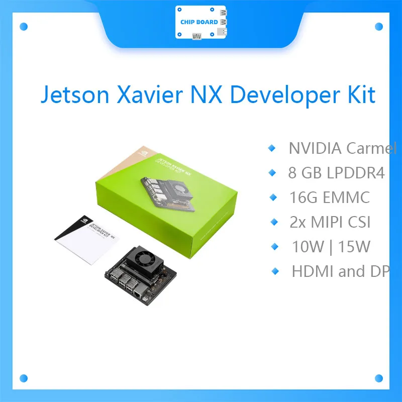 مجموعة أدوات تطوير NVIDIA Jetson Xavier NX، كمبيوتر فائق صغير AI لحوسبة الحواف، مع مروحة تبريد وإمدادات طاقة
